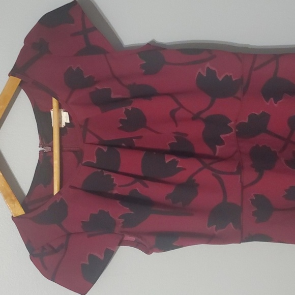 Loft Dress Womens Size 0 Black and Red Floral Abstract Large Flower Repeat Print - Picture 5 of 10